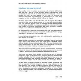 Wally Sander talks about Hauraki Gulf