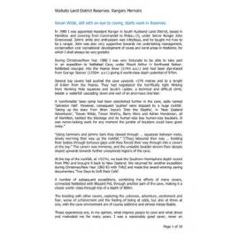 Kevan Wilde, still with an eye to caving, starts work in reserves