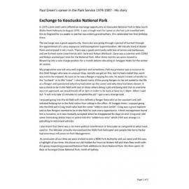 Paul Greens' career in the National Park Service: Exchange to Kosciusko National Park