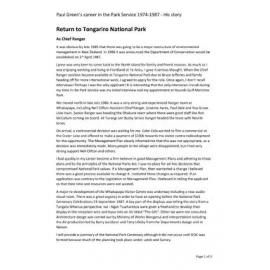 Paul Green's career in the National Park Service: Chief Ranger, Tongariro National Park