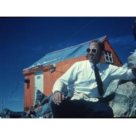 Pioneer Hut 1950s with Mt Cook Airlines pilot Don Middleton