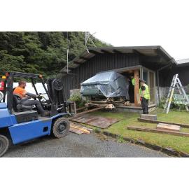 Removing the Cobb & Co coach from Arthur's Pass 2023