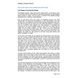 Norm Judd reflects on the changing role of the Ranger