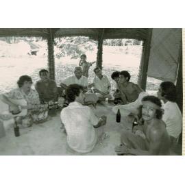 Togitogiga staff celebrate the completion of the Visitor Fale