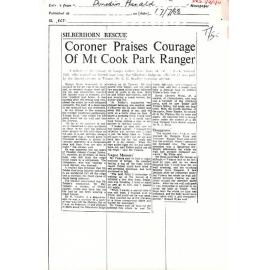 Silberhorn Rescue: Coroner Praises Courage of Mt Cook Park Ranger