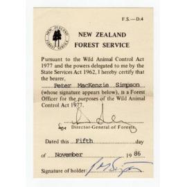 Ranger Warrant (Wild Animal Control Act)