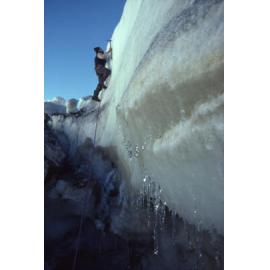 Paul Dahl on Crater Lake ice:  Tongariro National Park