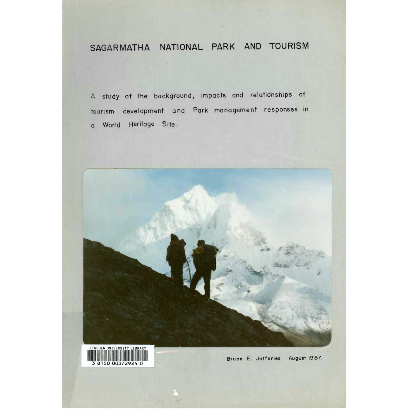 Sagarmatha National Park and Tourism 1987