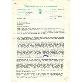 Cape Kidnappers seasonal employment letter 1986 PA Searle to RJ Greenaway