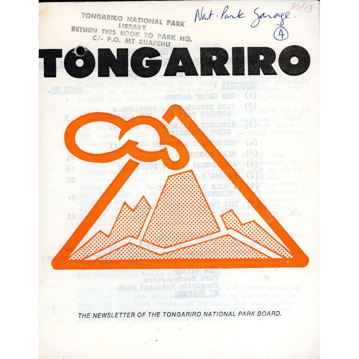 The Journal of the Tongariro National Park No.4 1980