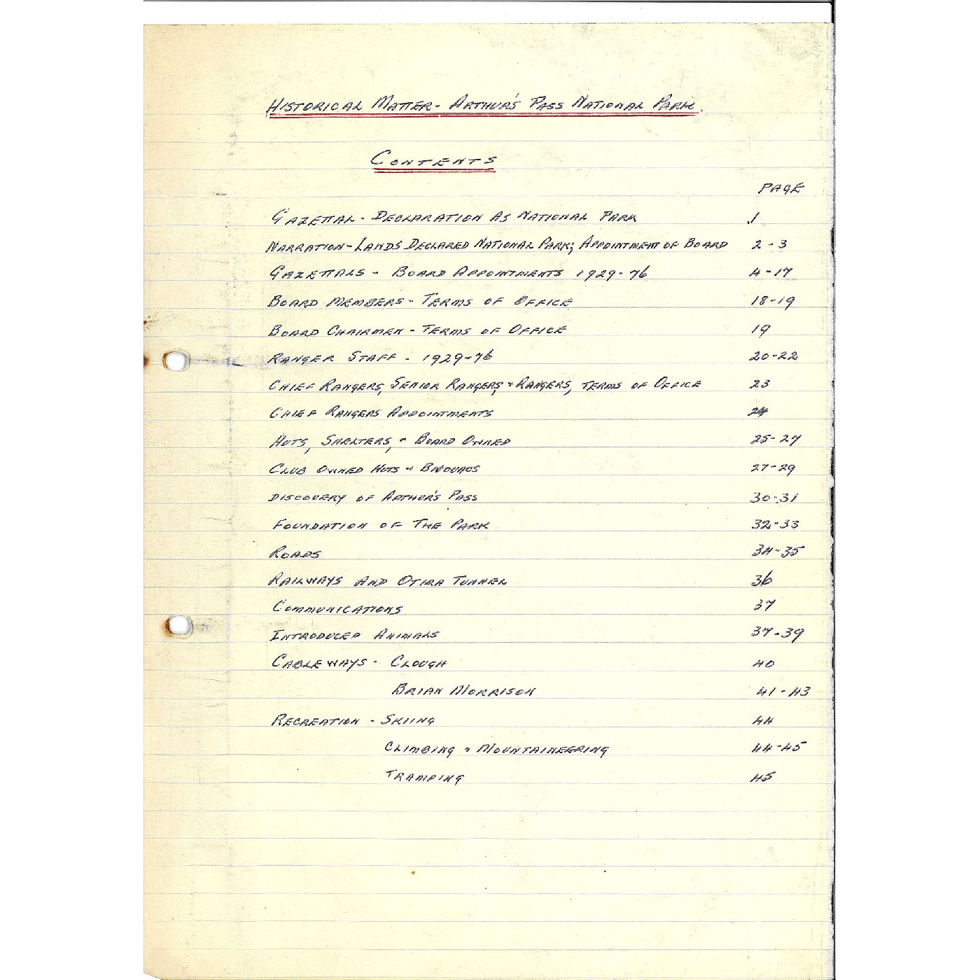 Historical Matter: Arthur's Pass National Park