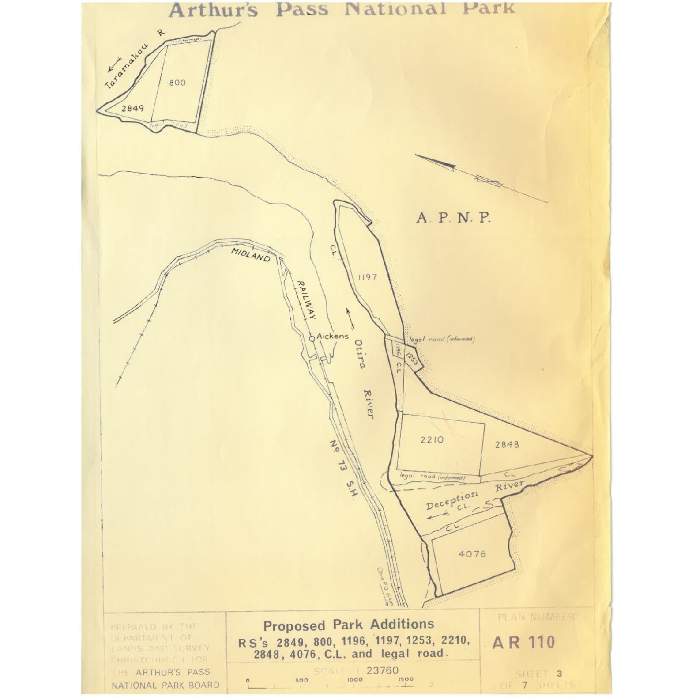 Arthur's Pass National Park: Historic maps of proposed additions to the park