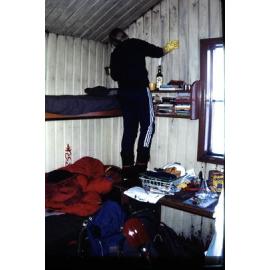 Maryann Waters cleaning Tasman Saddle Hut: Aoraki Mount Cook National Park