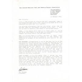 Rangers Association President's Report-21 October 1986 