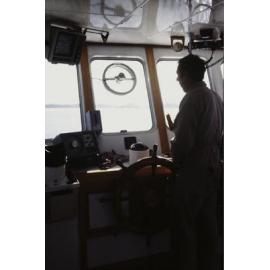 Inside the wheelhouse of the Hauturu