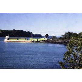 Unloading the stock barge at Islington Bay boat ramp, Rangitoto Island
