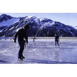 Ice skating on the sewage pond, Mount Cook Village (2)