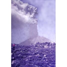 Mount Ngauruhoe erupting in 1974