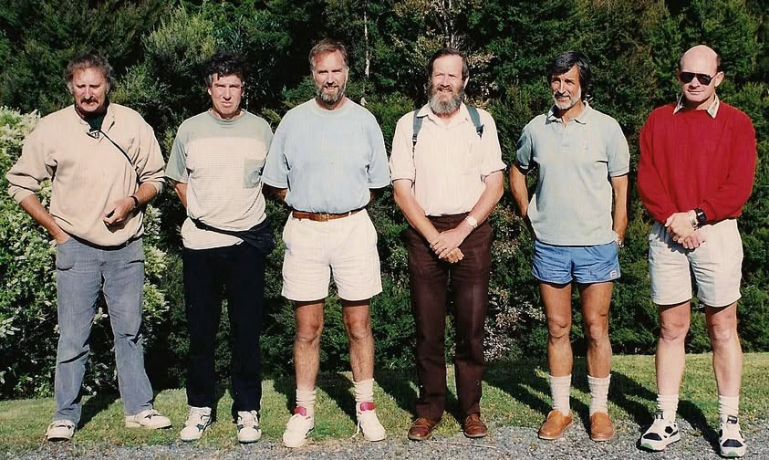 This pic of some of us was taken 25 years later at the rangers reunion at St Arnaud.
From left: John Baxter, John Charles, Chris Eden, Alex Buchanan, Pat Sheridan, Lee Busby.
