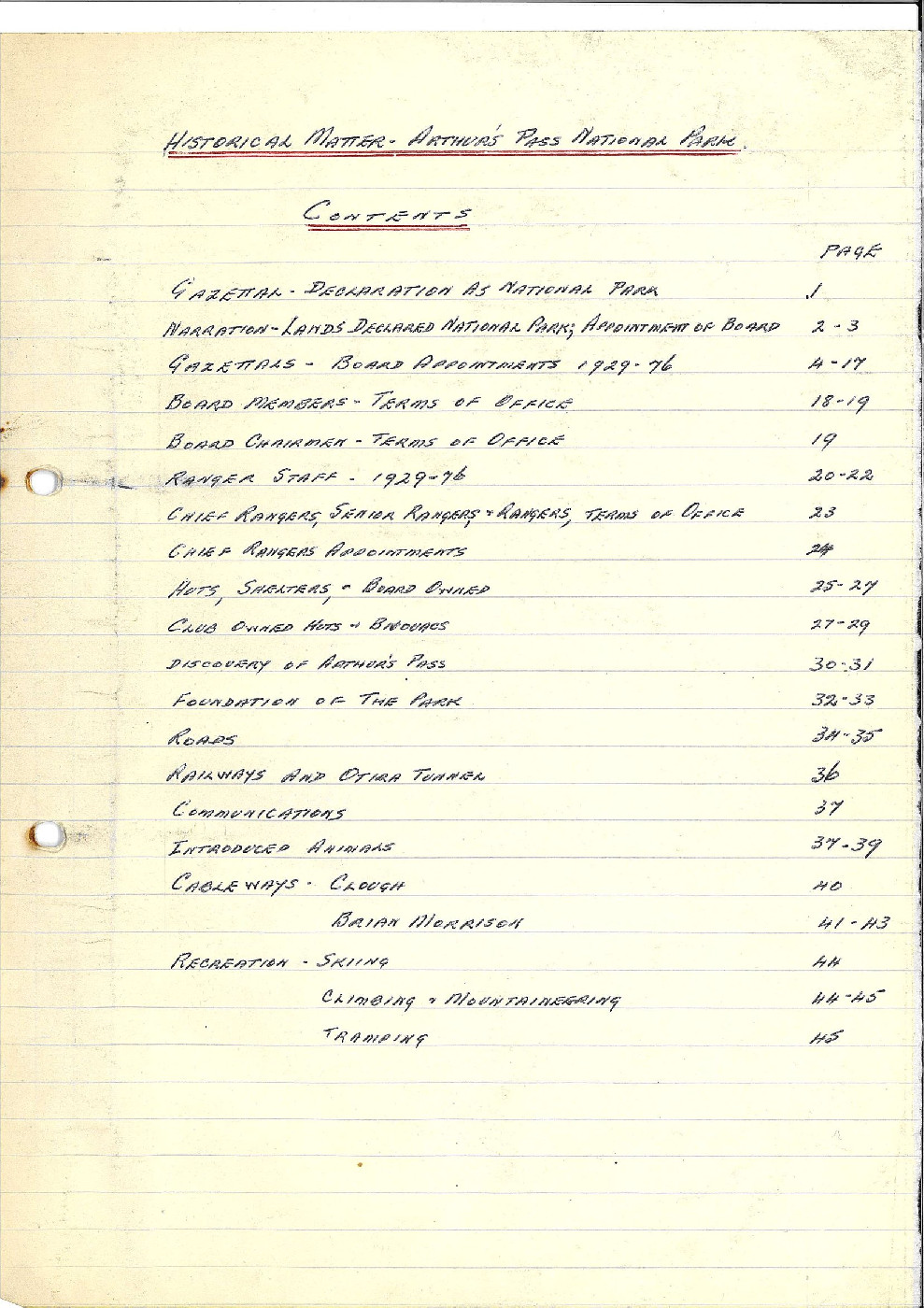 Historical Matter: Arthur's Pass National Park