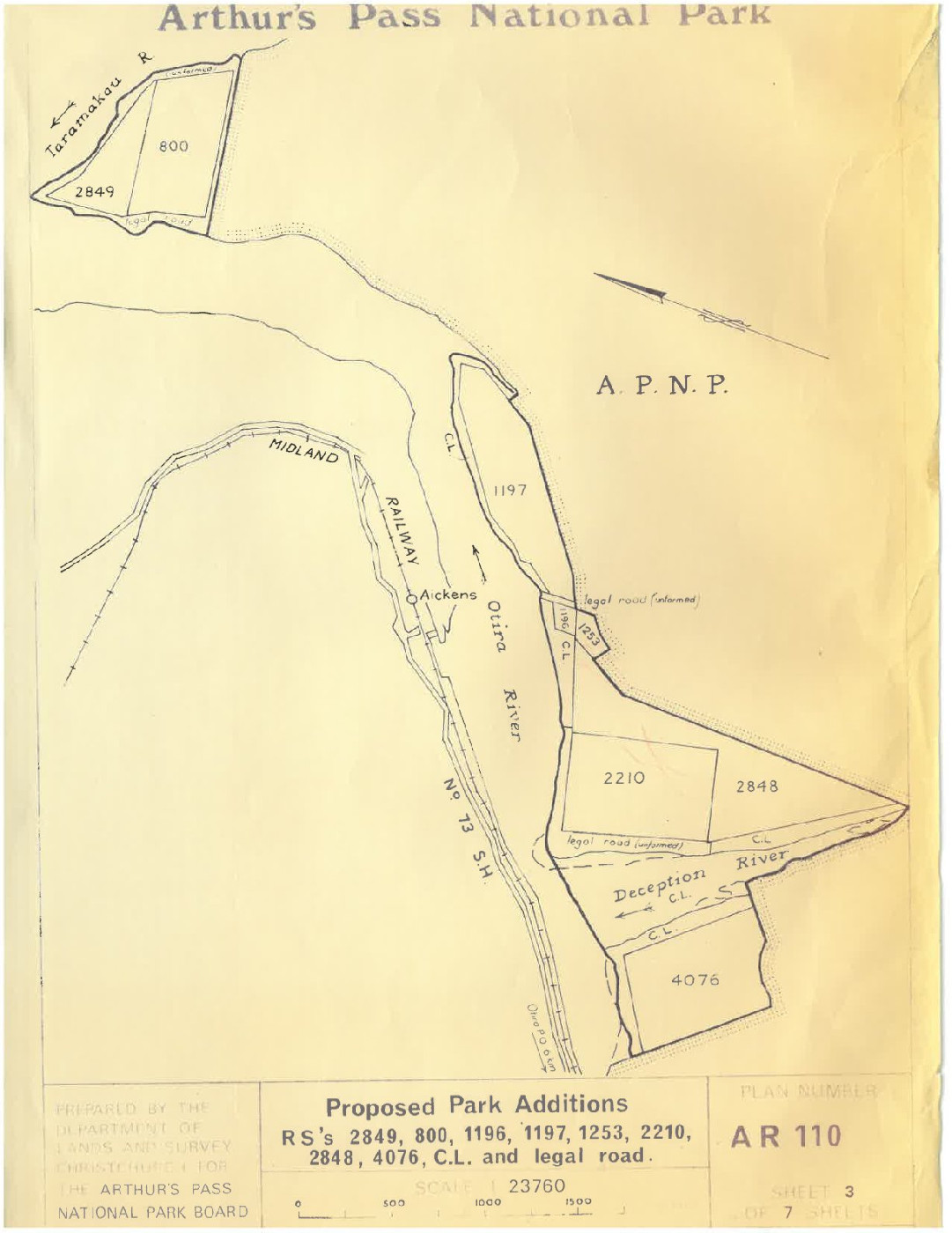 Arthur's Pass National Park: Historic maps of proposed additions to the park