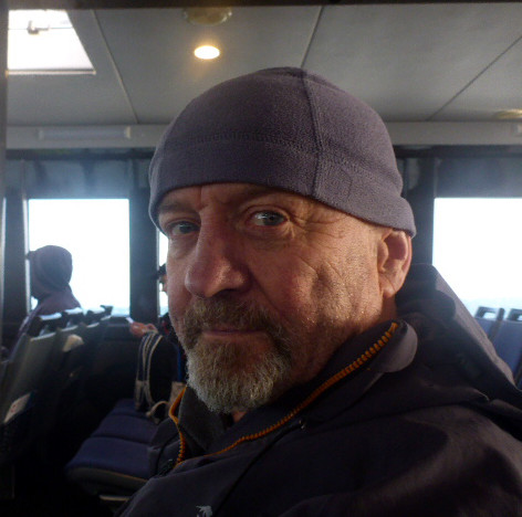 On the Foveaux Strait ferry on the way to Stewart Island archaeology conference and a tramp in 2019