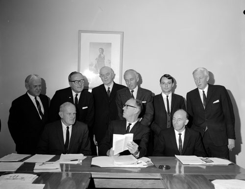 Members of the National Parks Authority confer in the 1950s. Source: Te Ara